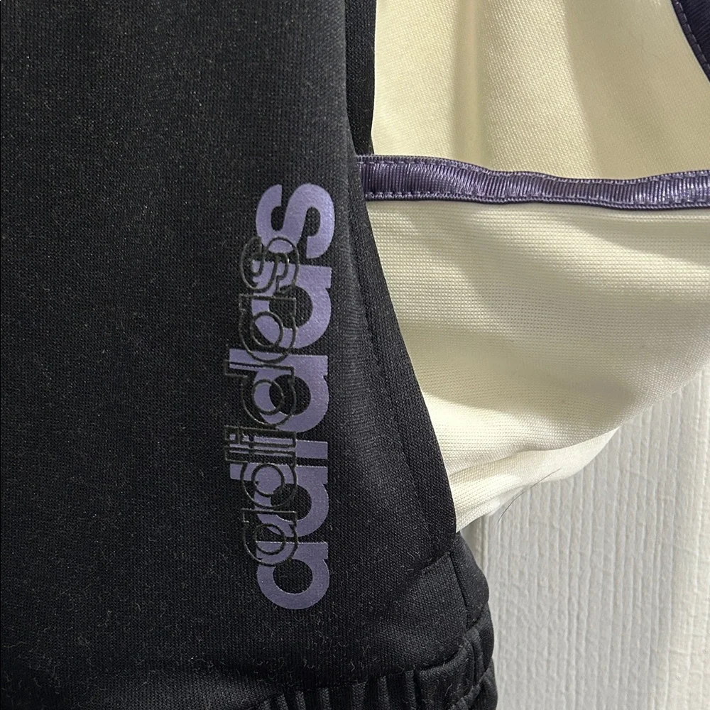 ADIDAS Vintage Women's Black, White, and Green Varsity Jacket - Picture 2 of 7